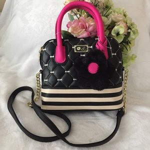 Luv Betsy Johnson Black Fuchsia Crossbody Bag NWT